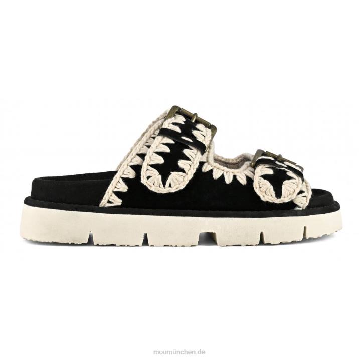 neue Bio mit Schnallen Frauen 0V6X121 Schwarz-Weiss Mou