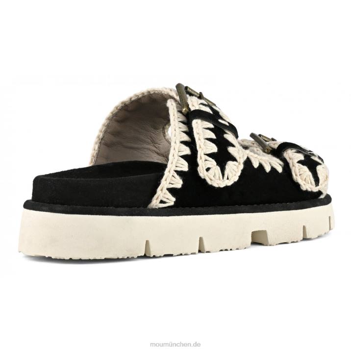 neue Bio mit Schnallen Frauen 0V6X121 Schwarz-Weiss Mou