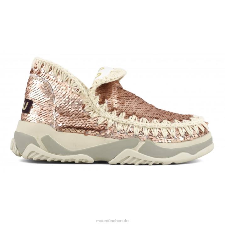 Eskimo-Sneaker mit Pailletten Frauen 0V6X72 Pailletten Roségold – Logo Gold Mou