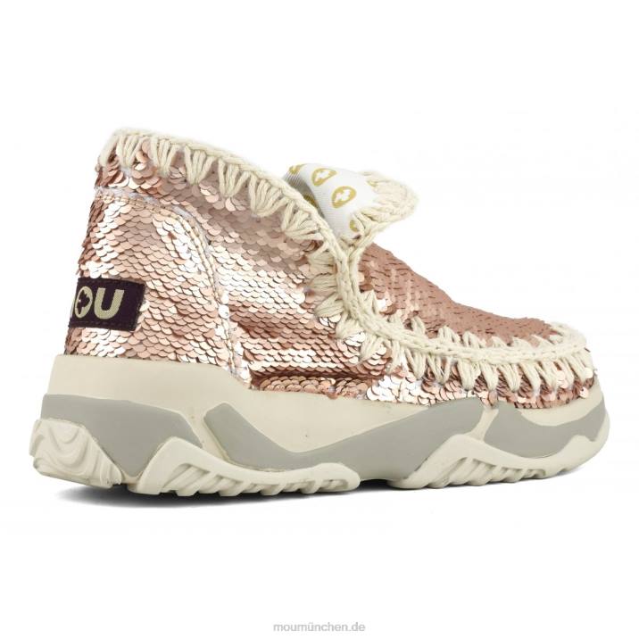 Eskimo-Sneaker mit Pailletten Frauen 0V6X72 Pailletten Roségold – Logo Gold Mou