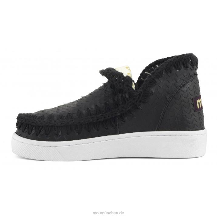 Sommer-Eskimo-Sneaker aus Leder Frauen 0V6X13 Schuppen schneidet schwarz Mou
