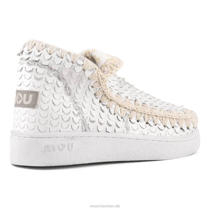 Sommer-Eskimo-Sneaker aus Leder Frauen 0V6X14 Schuppen schneiden weiß Mou