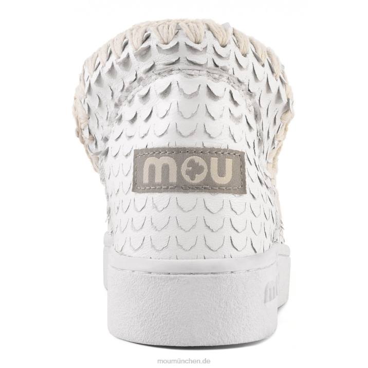 Sommer-Eskimo-Sneaker aus Leder Frauen 0V6X14 Schuppen schneiden weiß Mou
