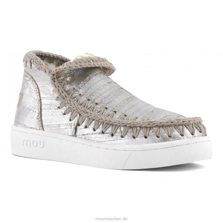 Sommer-Eskimo-Sneaker aus Leder Frauen 0V6X15 schneidet metallisches Silber Mou