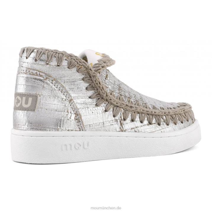 Sommer-Eskimo-Sneaker aus Leder Frauen 0V6X15 schneidet metallisches Silber Mou