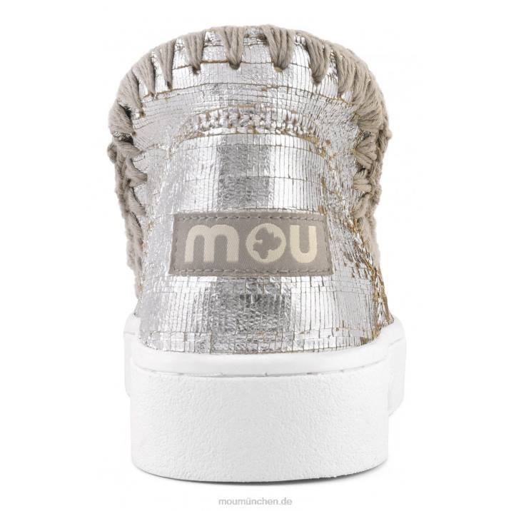 Sommer-Eskimo-Sneaker aus Leder Frauen 0V6X15 schneidet metallisches Silber Mou