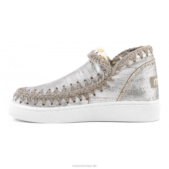 Sommer-Eskimo-Sneaker aus Leder Frauen 0V6X15 schneidet metallisches Silber Mou