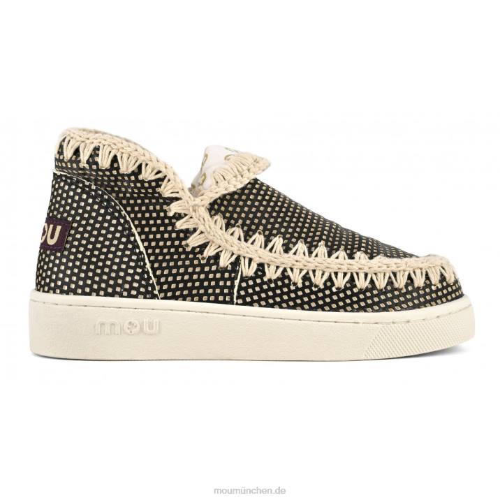 Sommer-Eskimo-Sneaker aus Leder Frauen 0V6X19 Schwarz-Weiss Mou