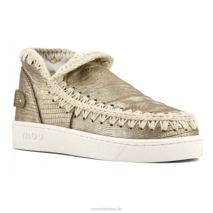 Sommer-Eskimo-Sneaker aus Leder Frauen 0V6X55 metallisches Eidechsengold Mou