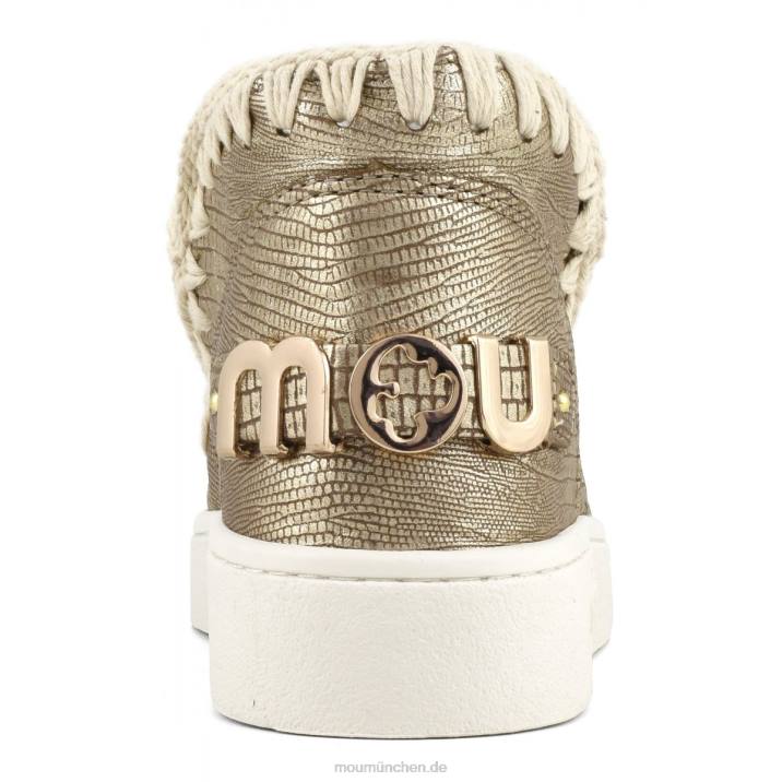 Sommer-Eskimo-Sneaker aus Leder Frauen 0V6X55 metallisches Eidechsengold Mou