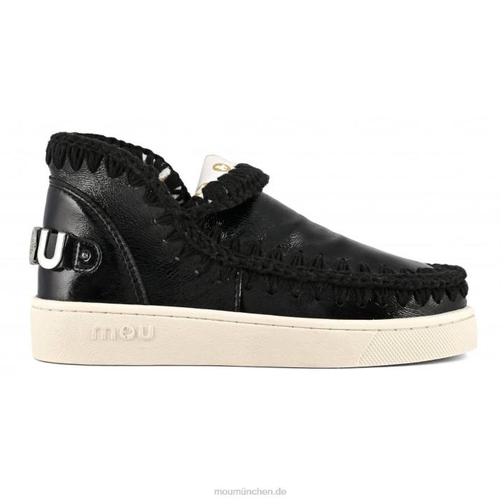 Sommer-Eskimo-Sneaker aus Leder Frauen 0V6X56 Lackschwarz Mou
