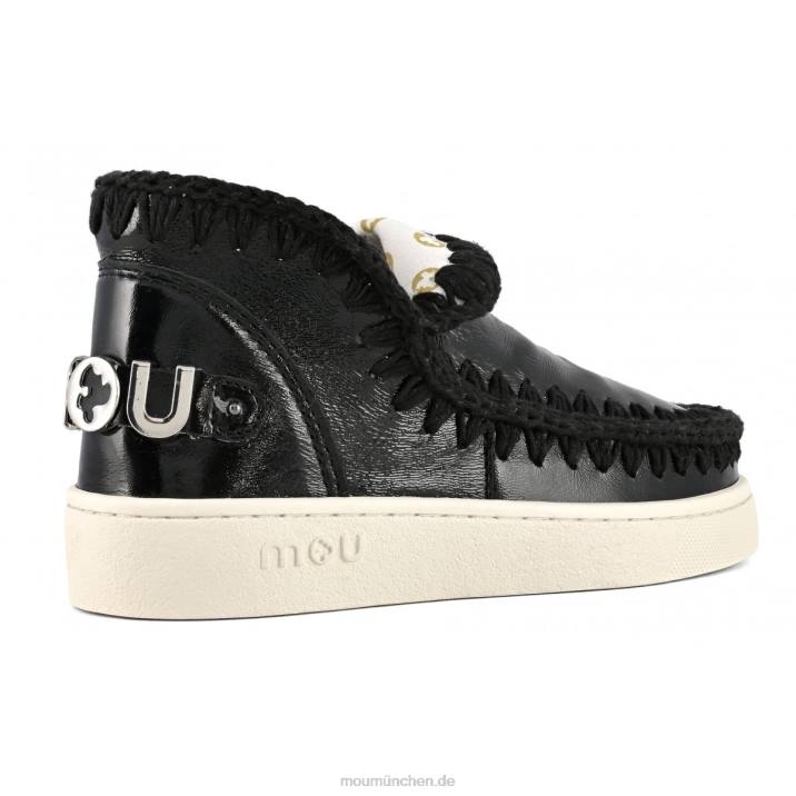 Sommer-Eskimo-Sneaker aus Leder Frauen 0V6X56 Lackschwarz Mou