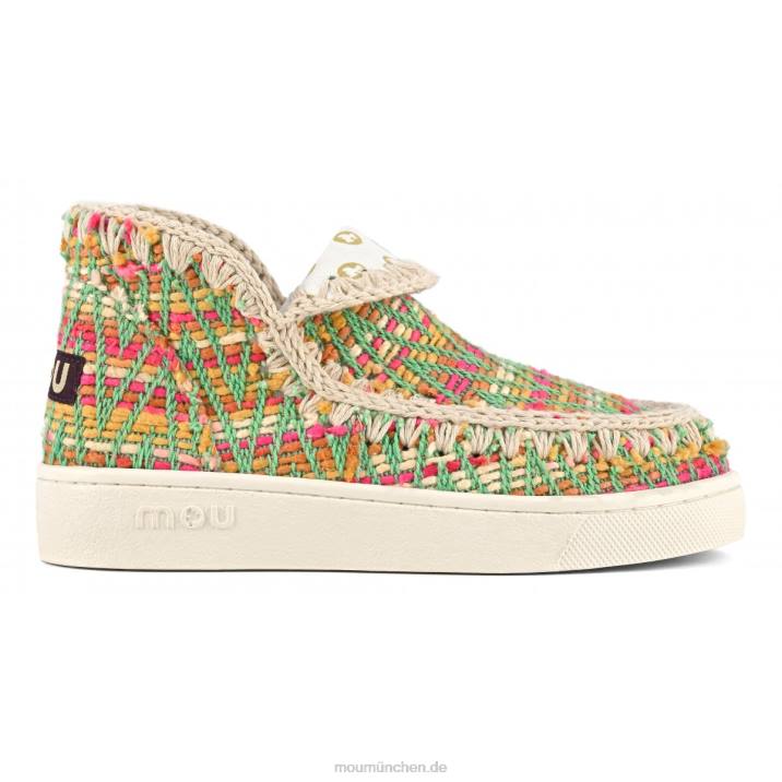 Sommer-Eskimo-Sneaker aus gewebtem Textil Frauen 0V6X3 grüne Mischung Mou