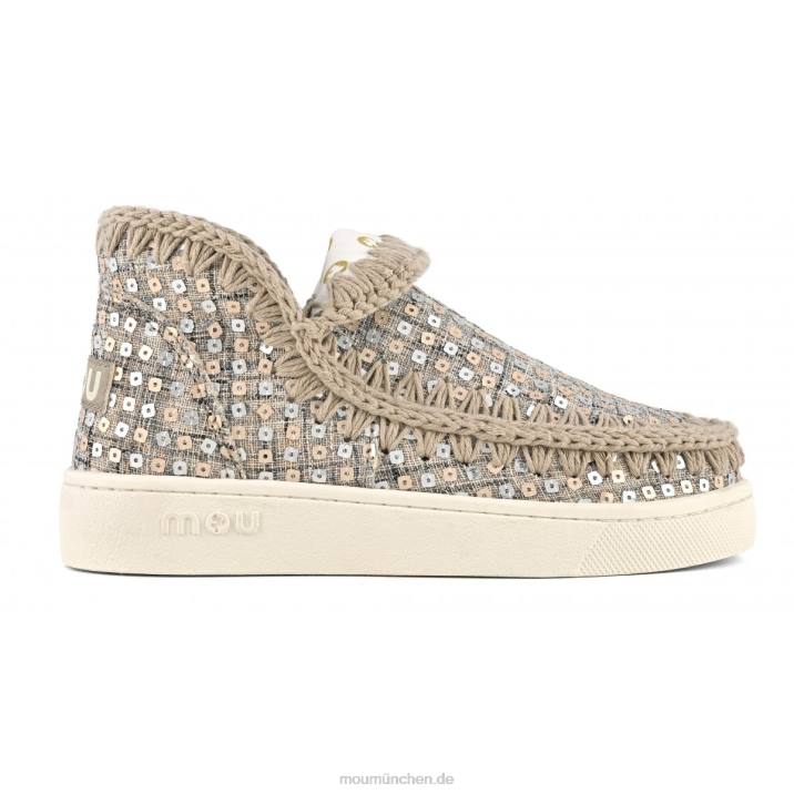 Sommer-Eskimo-Sneaker aus gewebtem Textil Frauen 0V6X4 Gold Mou
