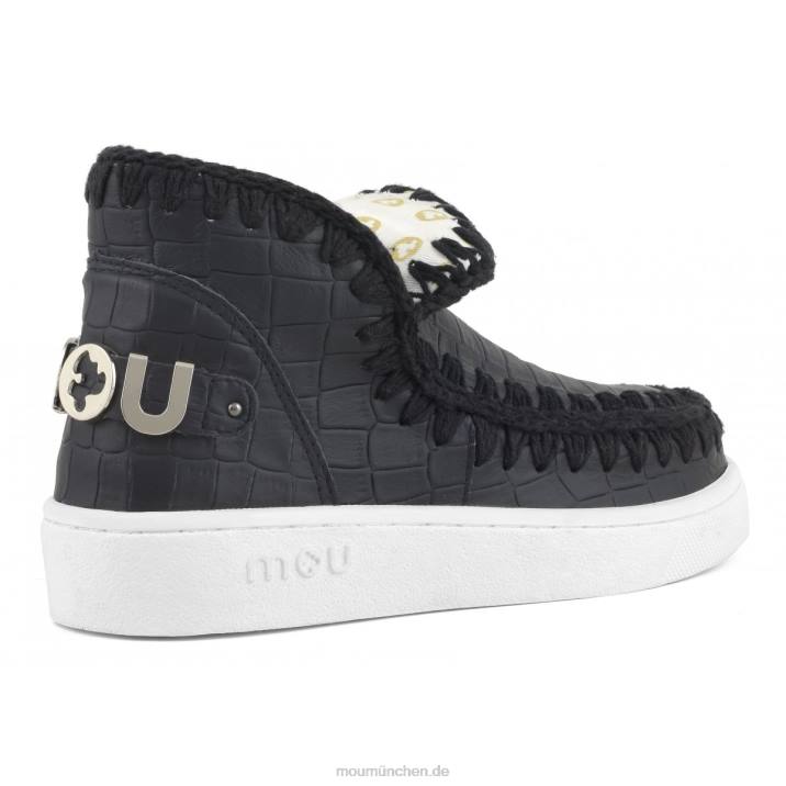 Sommer-Eskimo-Sneaker aus italienischem Leder Frauen 0V6X59 Kokosnussschwarz Mou