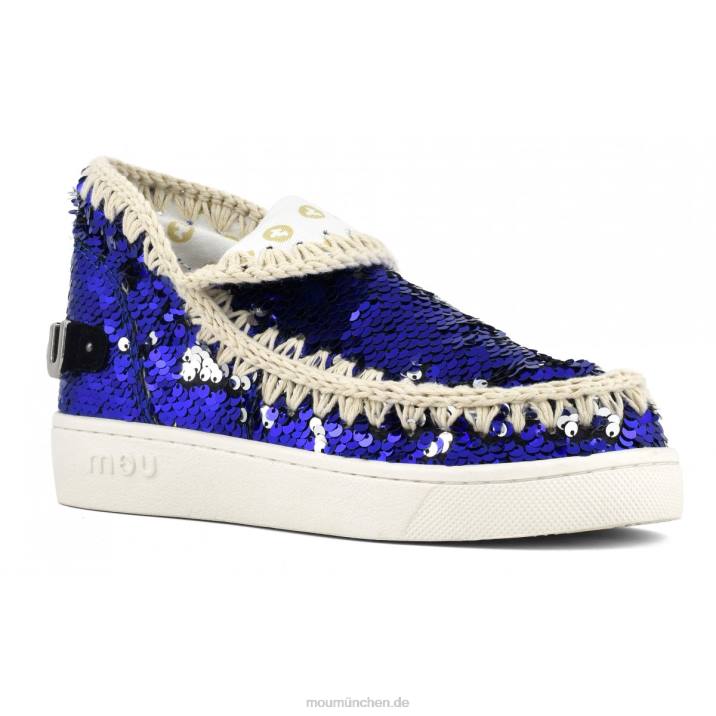 Sommer-Sneaker mit Eskimo-Pailletten Frauen 0V6X52 Pailletten-Jeans – Logo Nickel Mou