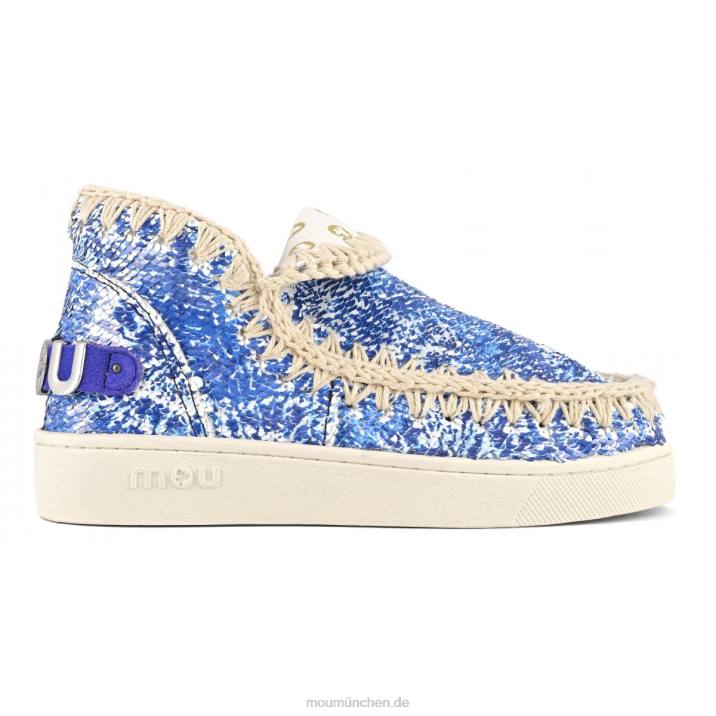 Sommer-Sneaker mit Eskimo-Print und Pailletten Frauen 0V6X45 Azul-Mischung Mou