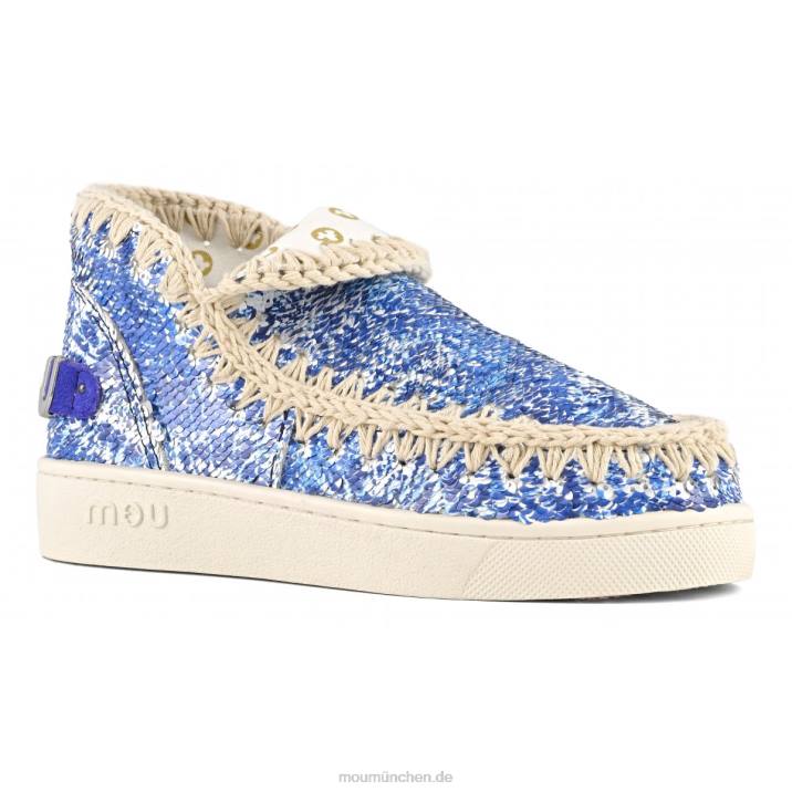 Sommer-Sneaker mit Eskimo-Print und Pailletten Frauen 0V6X45 Azul-Mischung Mou