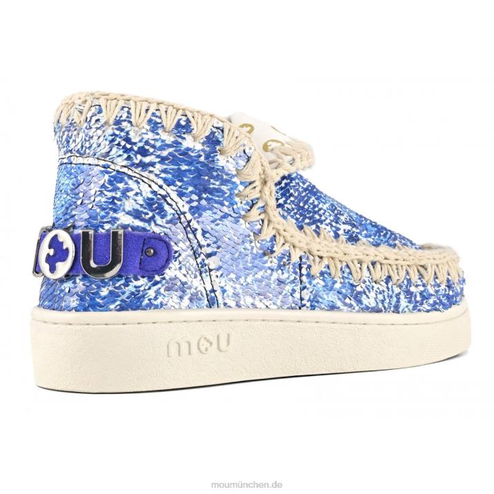 Sommer-Sneaker mit Eskimo-Print und Pailletten Frauen 0V6X45 Azul-Mischung Mou