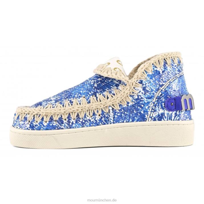 Sommer-Sneaker mit Eskimo-Print und Pailletten Frauen 0V6X45 Azul-Mischung Mou