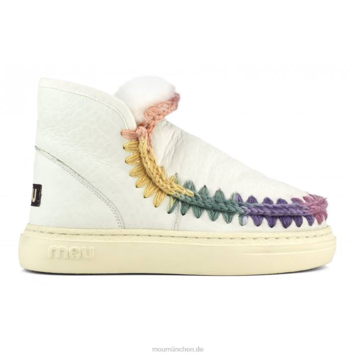 Eskimo-Sneaker mit auffälligen Regenbogennähten Frauen 0V6X728 Nubuk echtes Weiß Mou