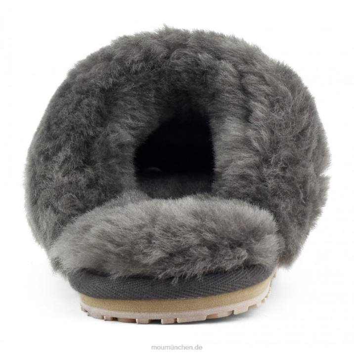 2-Streifen-Hausschuh aus Schaffell Frauen 0V6X445 Holzkohle Mou