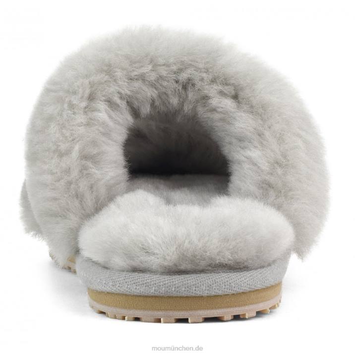 2-Streifen-Hausschuh aus Schaffell Frauen 0V6X453 hellgrau Mou