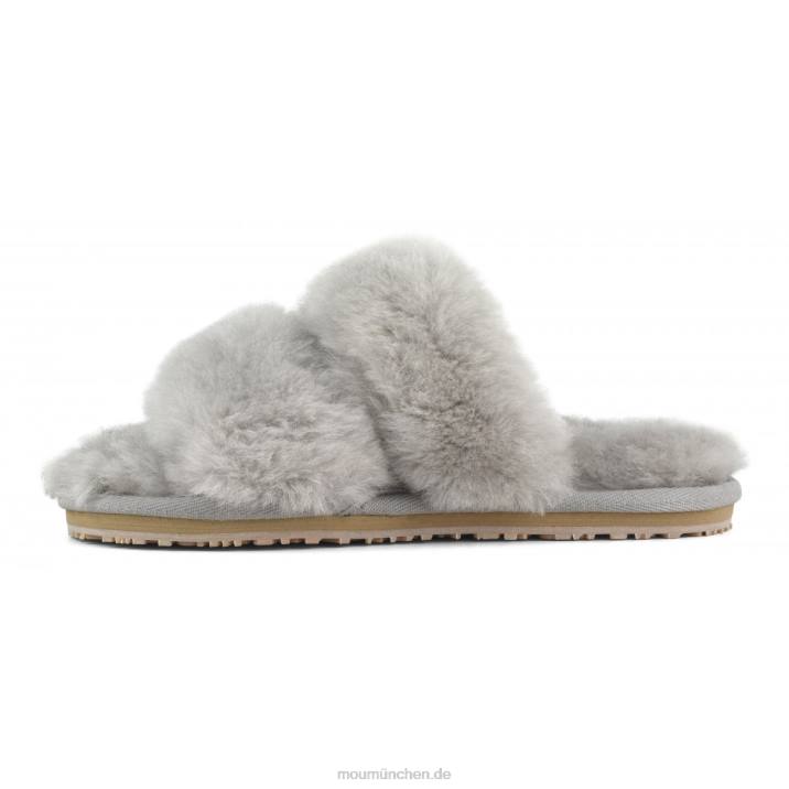 2-Streifen-Hausschuh aus Schaffell Frauen 0V6X453 hellgrau Mou