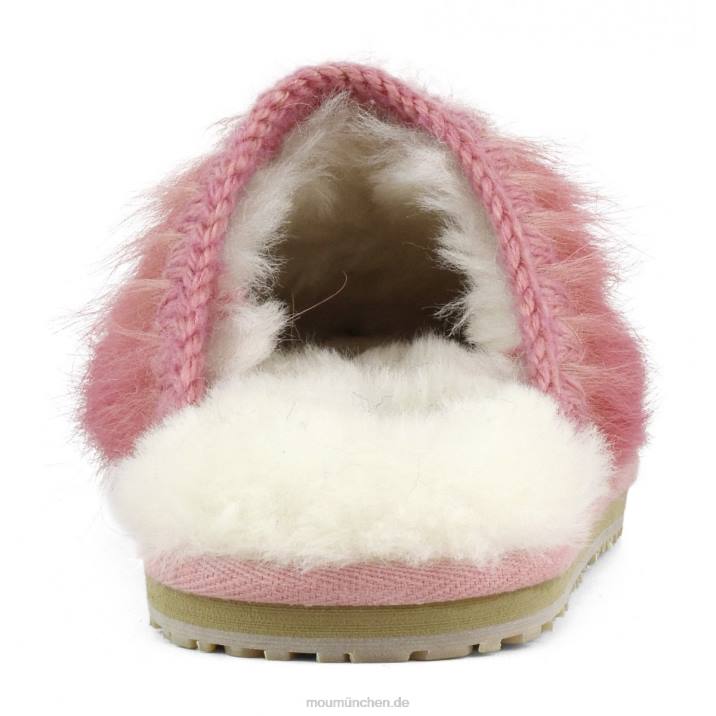 Geschlossene Fellpantoffeln mit Logo aus Langhaar-Ponyleder Frauen 0V6X501 Langhaarpony rosa fuxia Mou