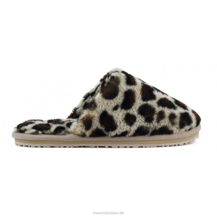 Geschlossener Slipper aus Schaffellfell Frauen 0V6X464 schwarz/leopard Mou