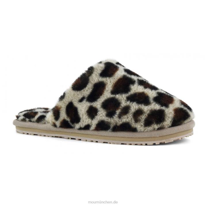 Geschlossener Slipper aus Schaffellfell Frauen 0V6X464 schwarz/leopard Mou