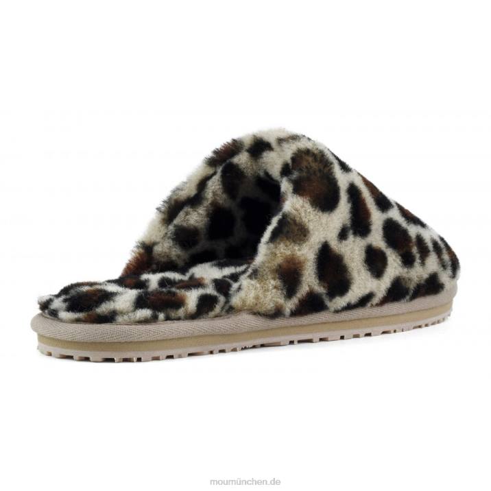 Geschlossener Slipper aus Schaffellfell Frauen 0V6X464 schwarz/leopard Mou