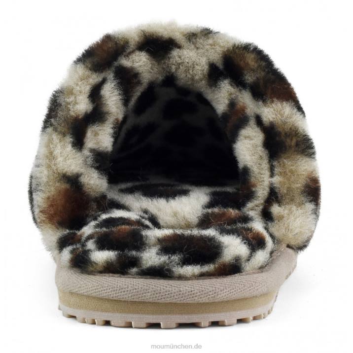 Geschlossener Slipper aus Schaffellfell Frauen 0V6X464 schwarz/leopard Mou
