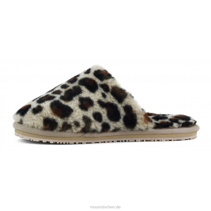Geschlossener Slipper aus Schaffellfell Frauen 0V6X464 schwarz/leopard Mou