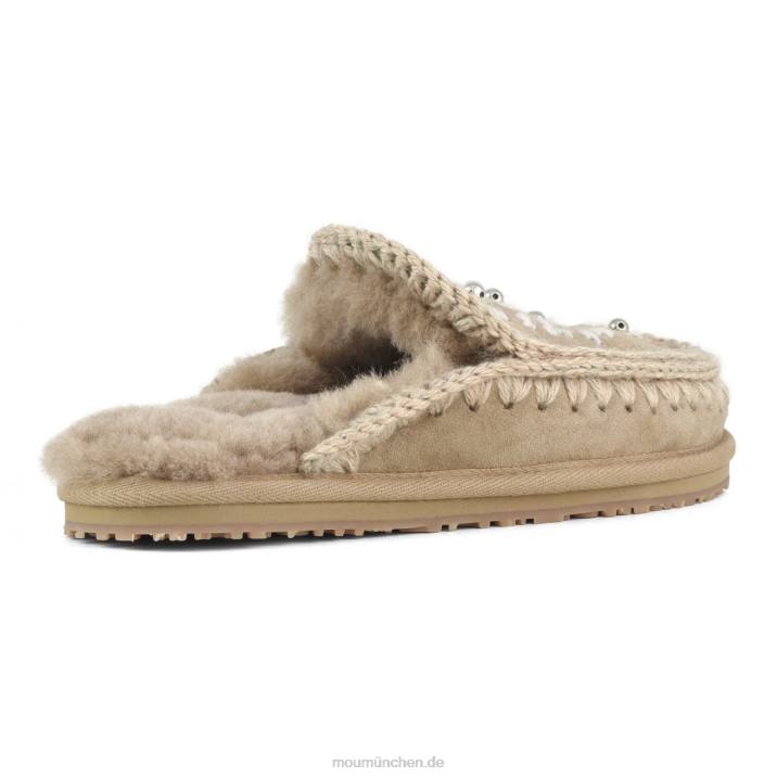 Hausschuhe aus Wollblumen und Perlen Frauen 0V6X434 Kamel Mou