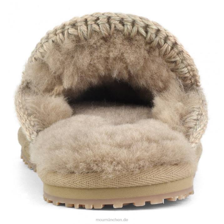 Hausschuhe aus Wollblumen und Perlen Frauen 0V6X434 Kamel Mou