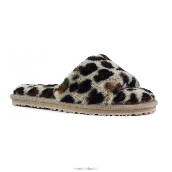 Slipper aus Schaffellfell Frauen 0V6X492 schwarz/leopard Mou