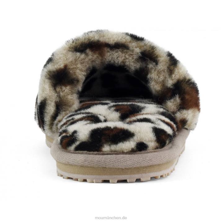 Slipper aus Schaffellfell Frauen 0V6X492 schwarz/leopard Mou