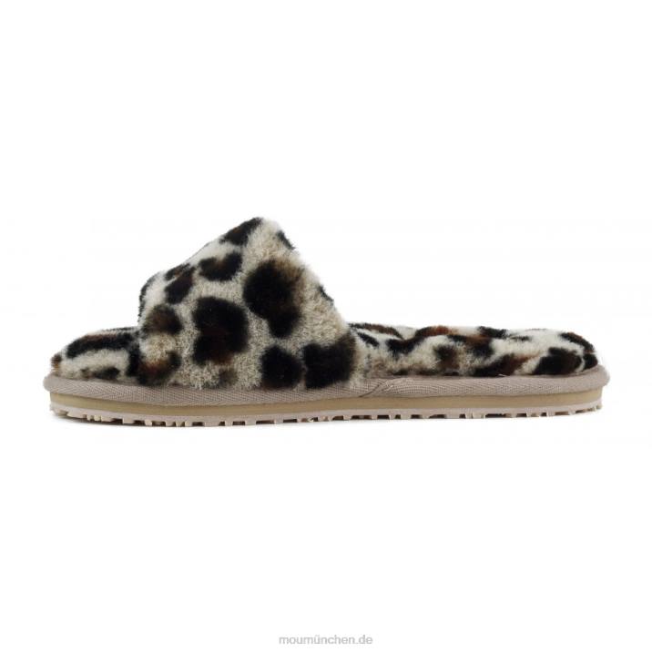 Slipper aus Schaffellfell Frauen 0V6X492 schwarz/leopard Mou
