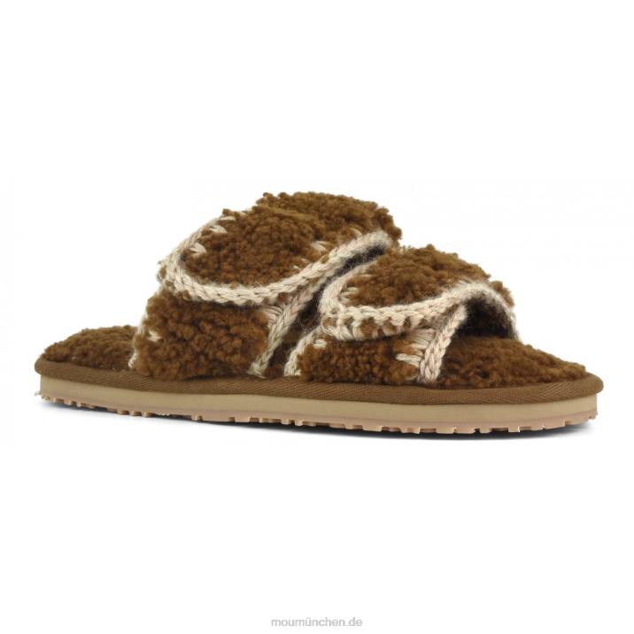 Slipper aus lockigem Schaffell Frauen 0V6X443 Cognac Mou