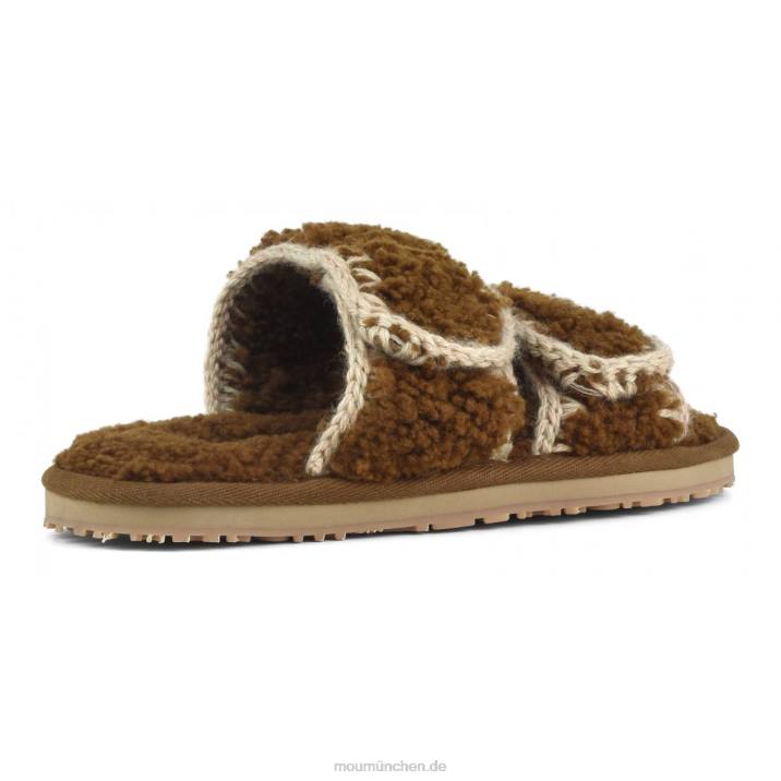 Slipper aus lockigem Schaffell Frauen 0V6X443 Cognac Mou
