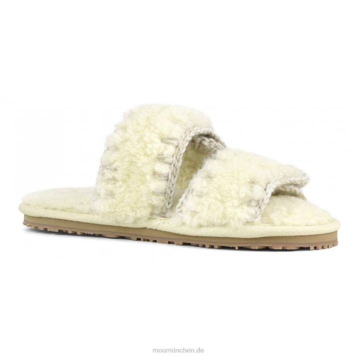 Slipper aus lockigem Schaffell Frauen 0V6X444 Vanille Mou