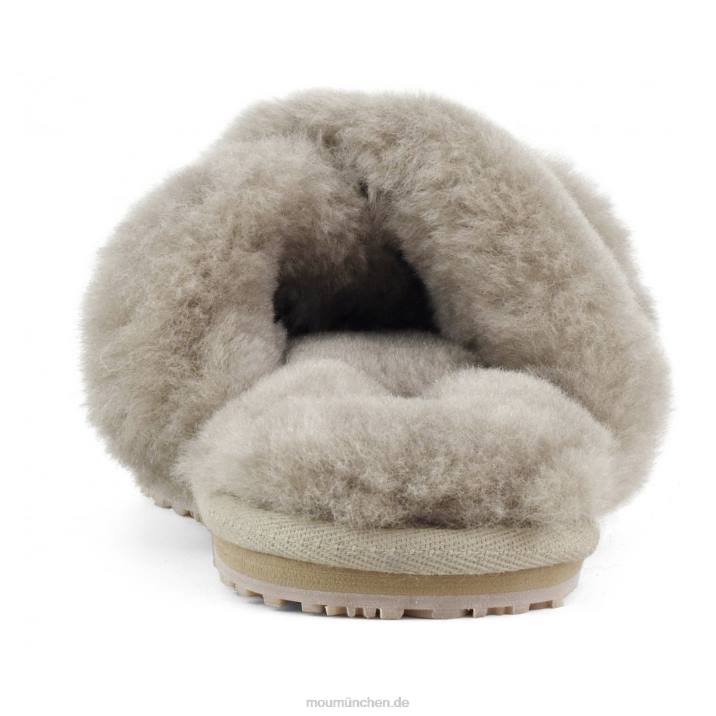 Slipper mit überkreuztem Fell Frauen 0V6X473 Elefantengrau Mou