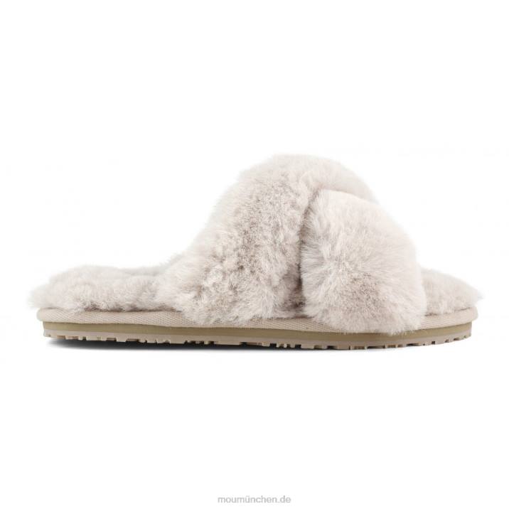 Slipper mit überkreuztem Fell Frauen 0V6X479 rosabeige Mou