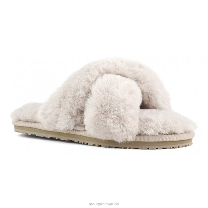 Slipper mit überkreuztem Fell Frauen 0V6X479 rosabeige Mou
