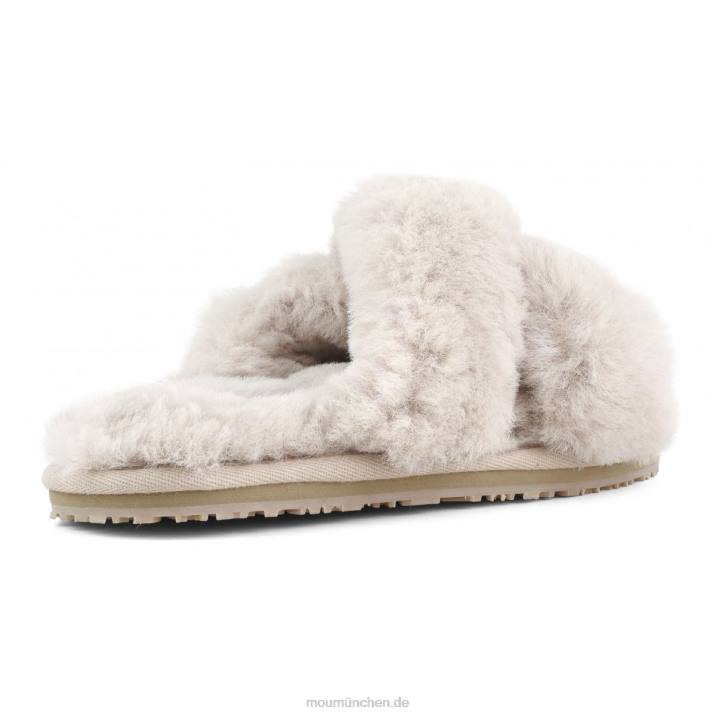 Slipper mit überkreuztem Fell Frauen 0V6X479 rosabeige Mou