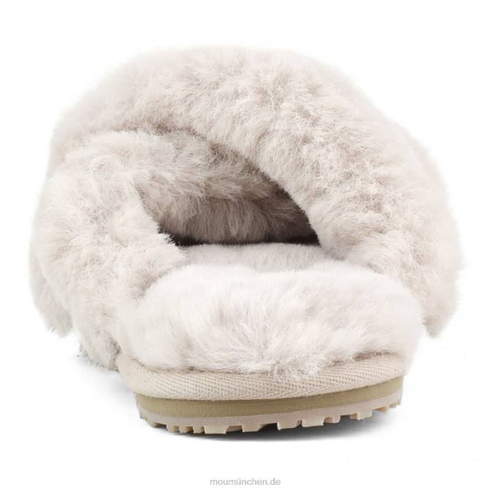 Slipper mit überkreuztem Fell Frauen 0V6X479 rosabeige Mou