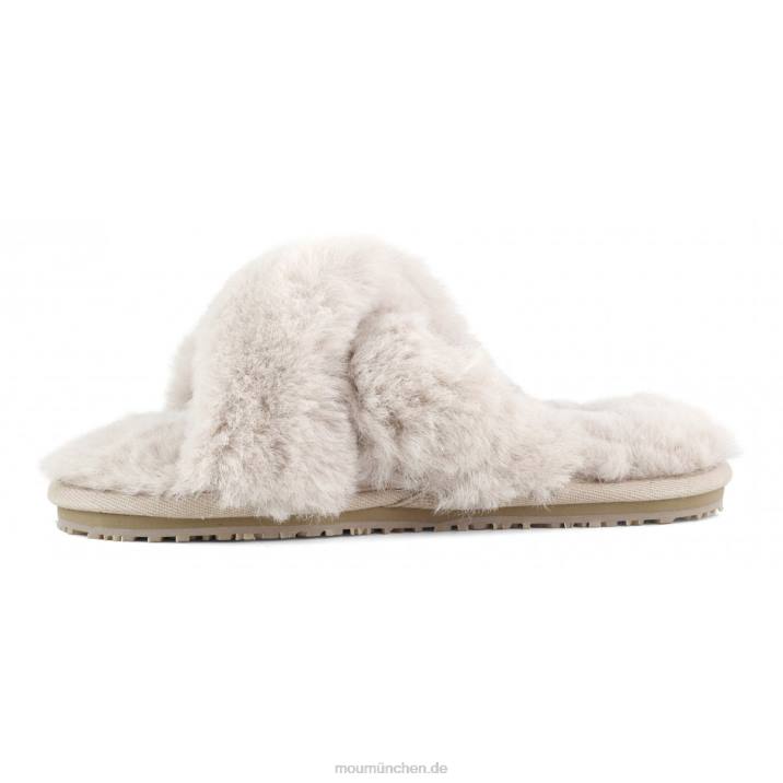 Slipper mit überkreuztem Fell Frauen 0V6X479 rosabeige Mou