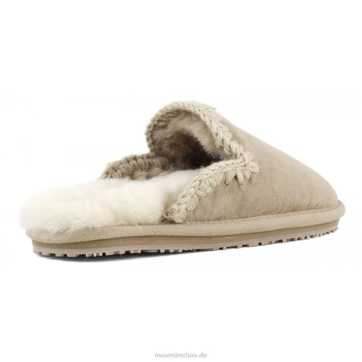 Wildleder-Slipper mit Eskimostich Frauen 0V6X435 Kamel Mou