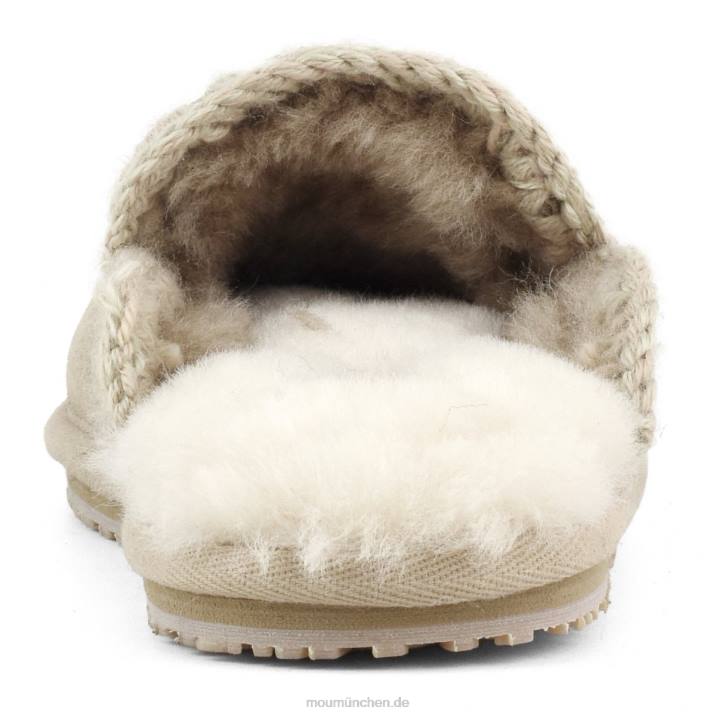 Wildleder-Slipper mit Eskimostich Frauen 0V6X435 Kamel Mou